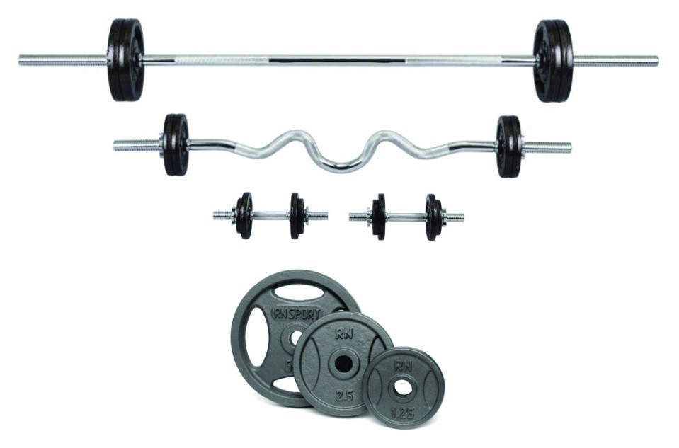 Набор штанга и гантели. Металлические блины RN-Sport + 4 грифа. 80 кг веса., RNS_RN-ch65
