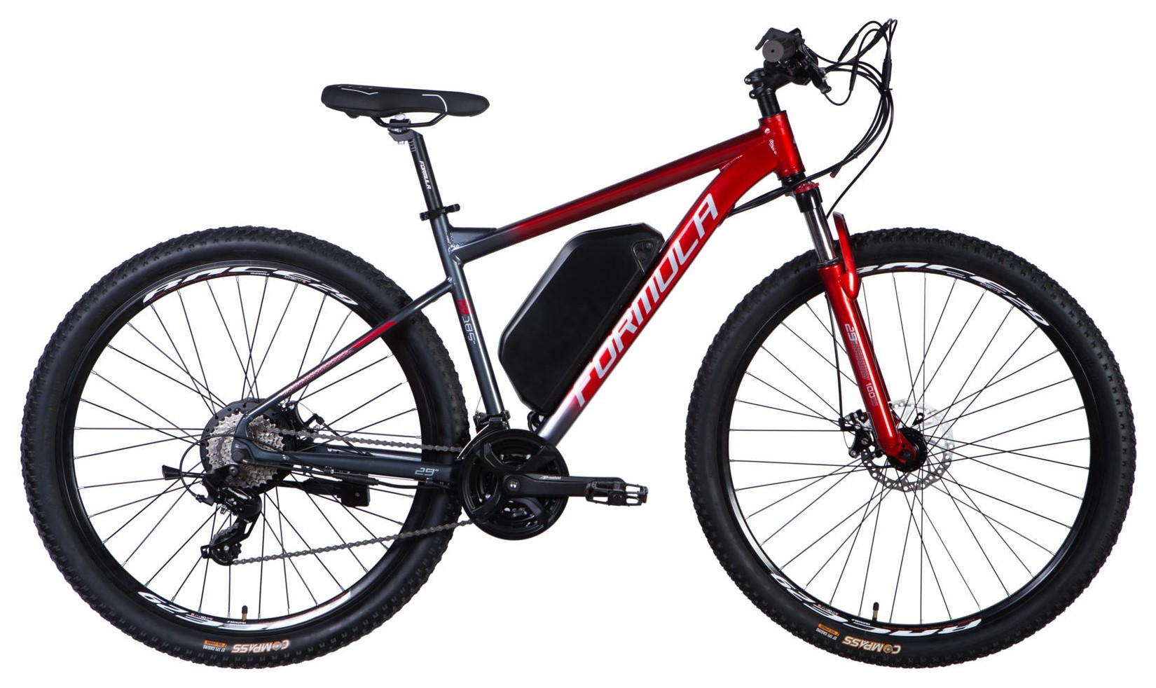 Велосипед с электроприводом 29" AL Formula eF-1 DD CS рама-18,5" 48B 17.5А*ч 500Вт красно-серебристый 2026, ELB-FR-29-251