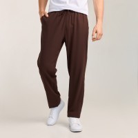 Чоловічі лляні штани вільного крою шоколадні Pobedov Chill