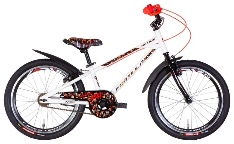 Велосипед ST 20" Formula ACTIVE Vbr рама-10" белый 2024 крылья, подножка, звонок, OPS-FRK-20-203