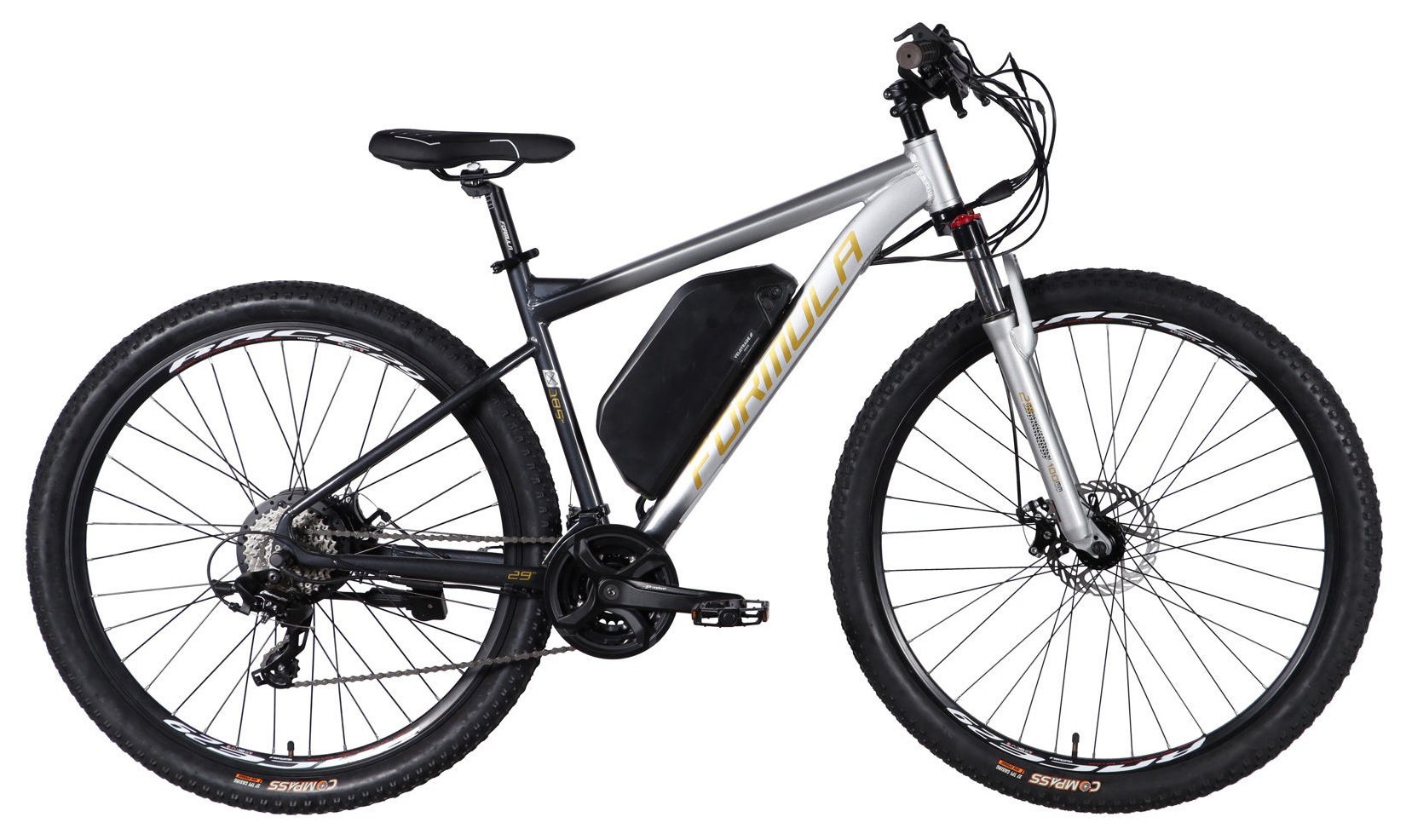 Велосипед с электроприводом 29" AL Formula eF-1 DD CS рама-18,5" 48B 17.5А*ч 500Вт серебристо-черный 2026, ELB-FR-29-252