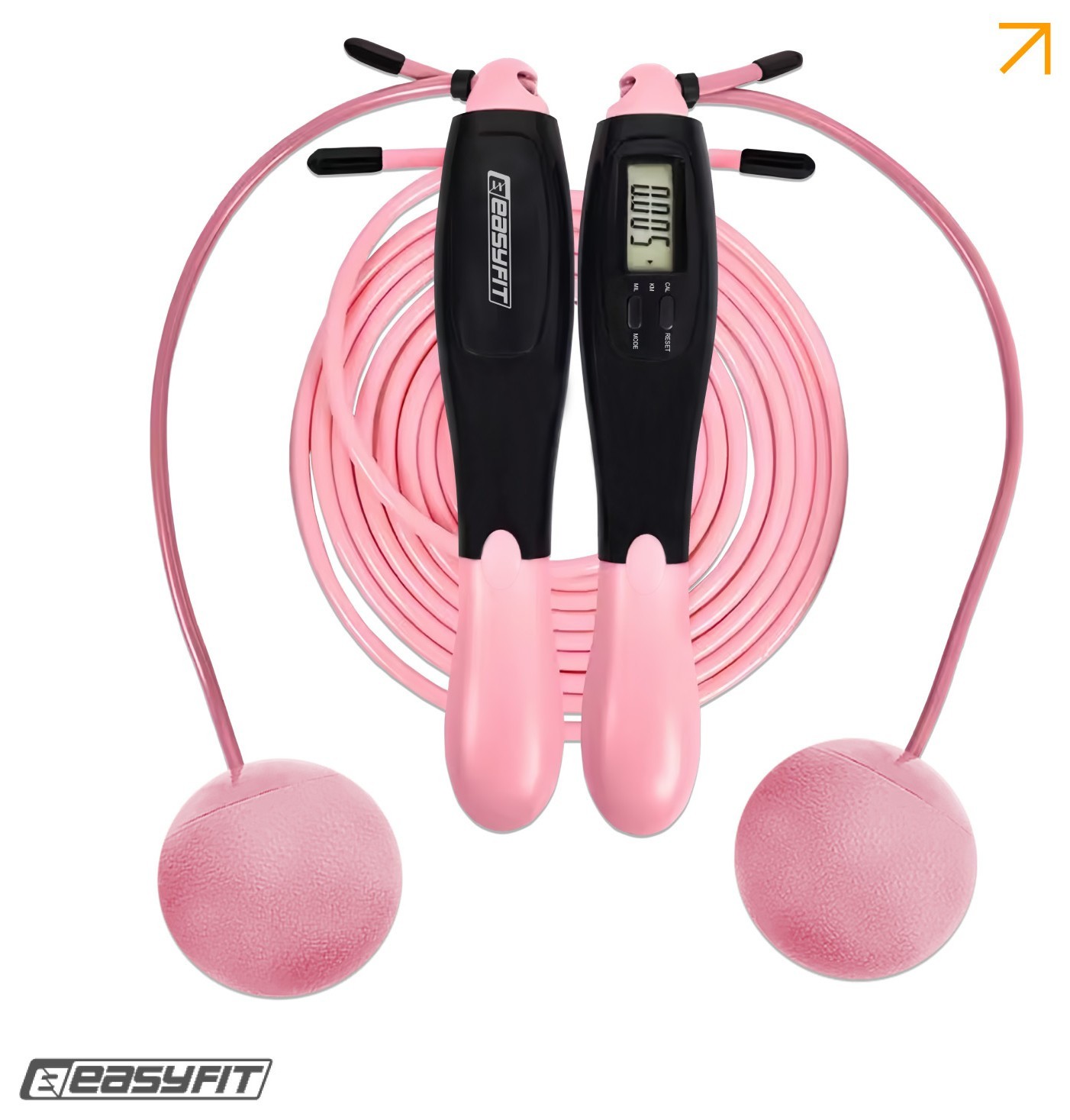Скакалка для похудения EasyFit TwinRope 2,8м черно-розовый, EFIT_EF-1909-BP