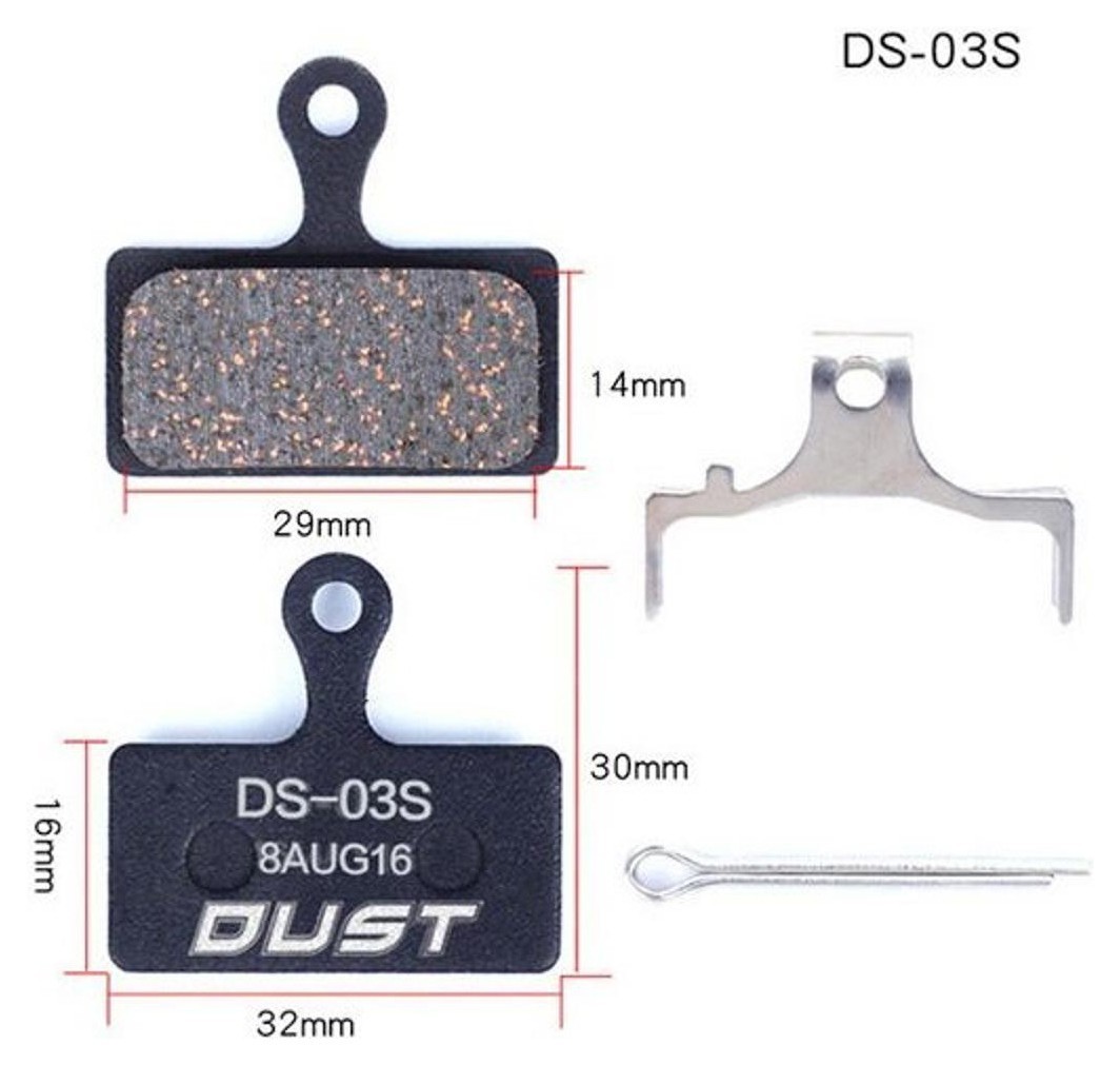 Колодки гальмівні disc Напівметал DUST DS-03S Shimano M985/988/785/666/675/615, FSA K-Force DB-XC-9000 AM (брендоване пакування), BRS-017