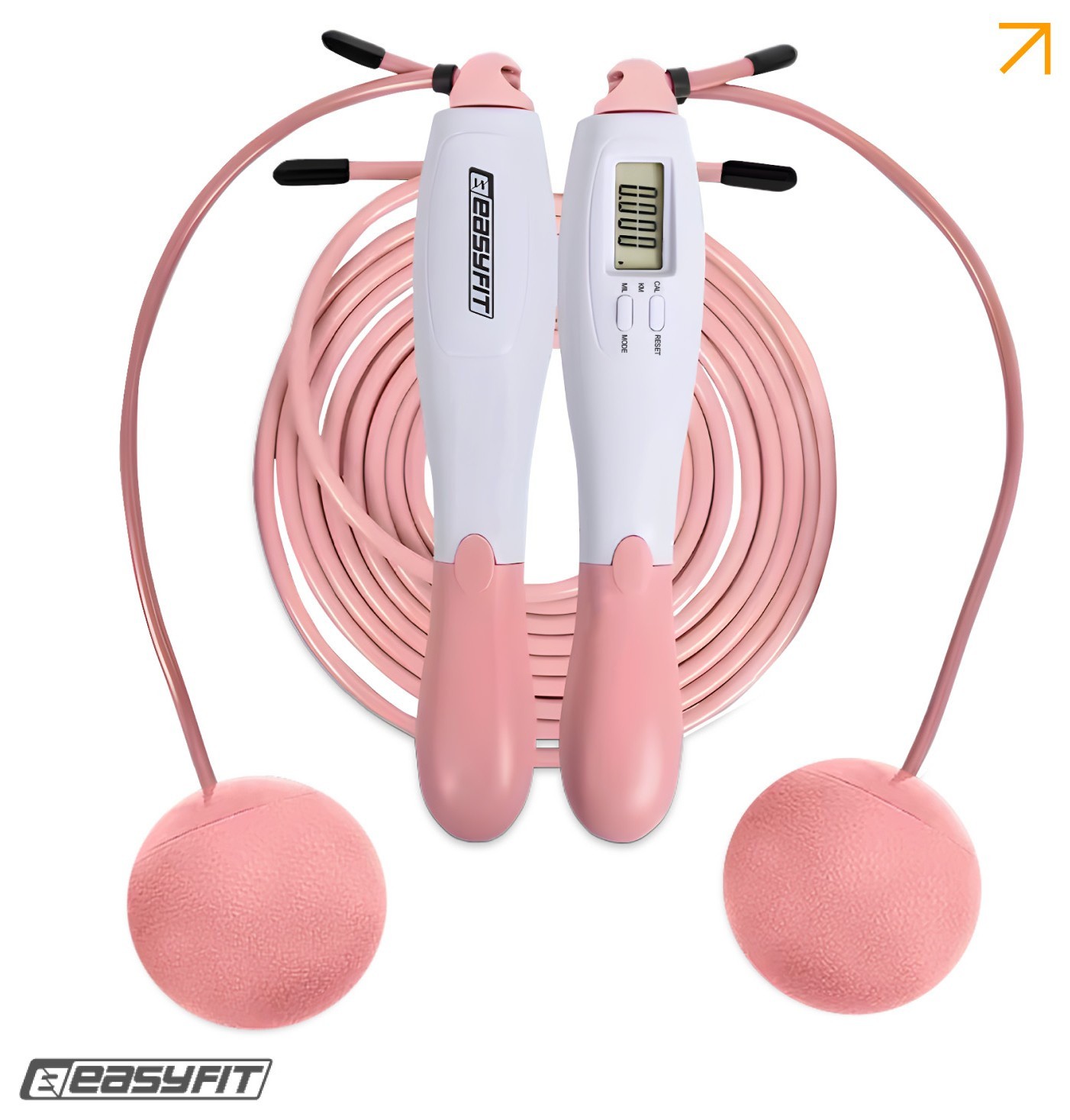 Скакалка без шнура EasyFit TwinRope со счетчиком 2,8м белый-розовый, EFIT_EF-1909-WP