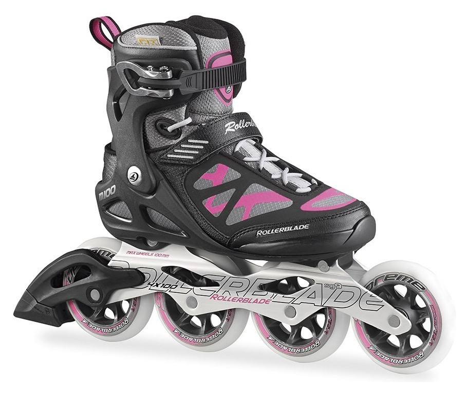 Роликовые коньки для взрослых Rollerblade MACROBLADE 100 W 37 (6.5US) 235мм Black/pink (07501100 7Y9), RCH_11060