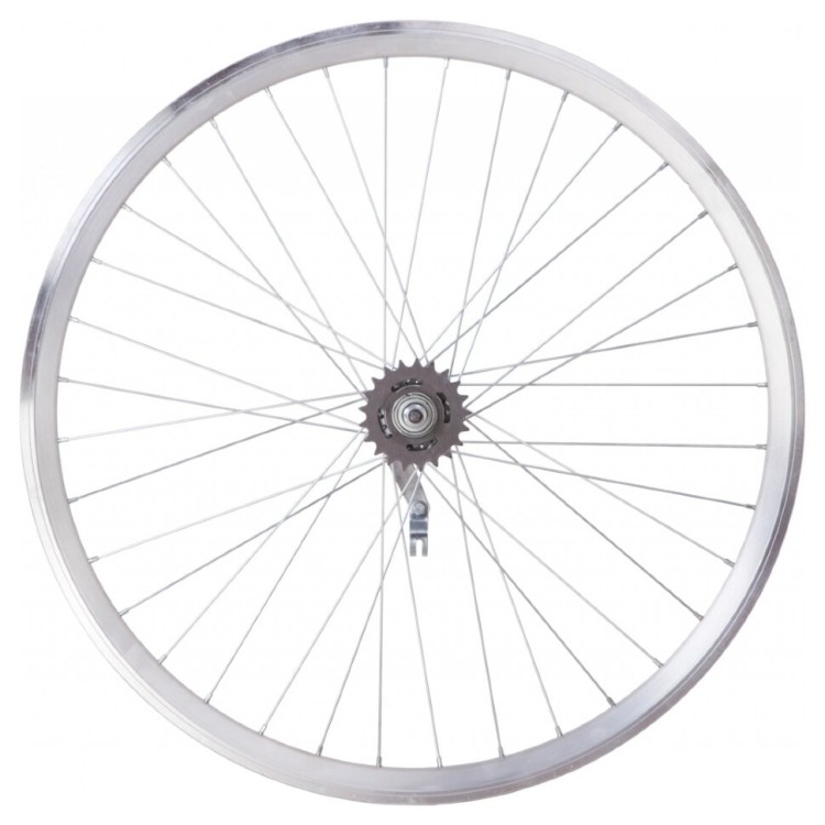 Колесо задн. VLT 26" AL 36H двост. дорожн. silver; Втулка гальмівна VELOSTEEL (Чехія) на гайках, WHRVLT-AL-26-014