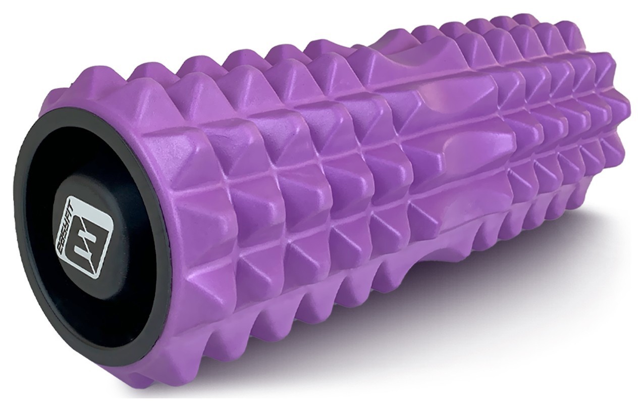 Масажний ролик EasyFit Grid Roller 33 см v.1.2 із заглушками з обох сторін (фіолетовий), EFIT_EF-2022a-V