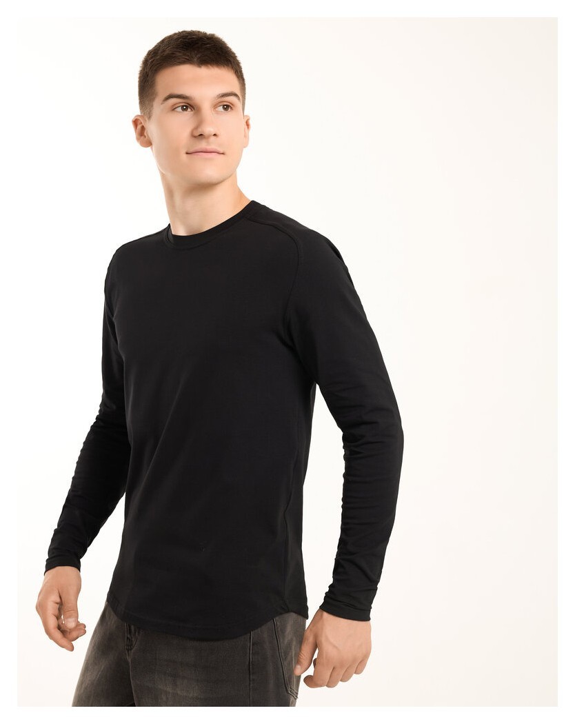 Черный мужской лонгсов Pobedov Dune. Черная мужская кофта из кулира, POB_00000009174