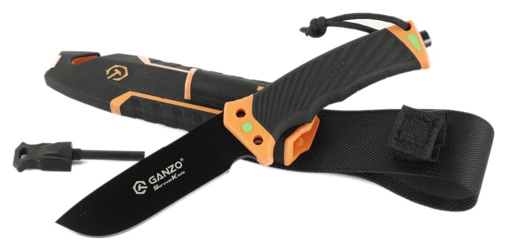 Ніж Ganzo G8012V2-OR помаранчевий (G8012V2-OR) з паракордом, FNR_G8012V2-OR