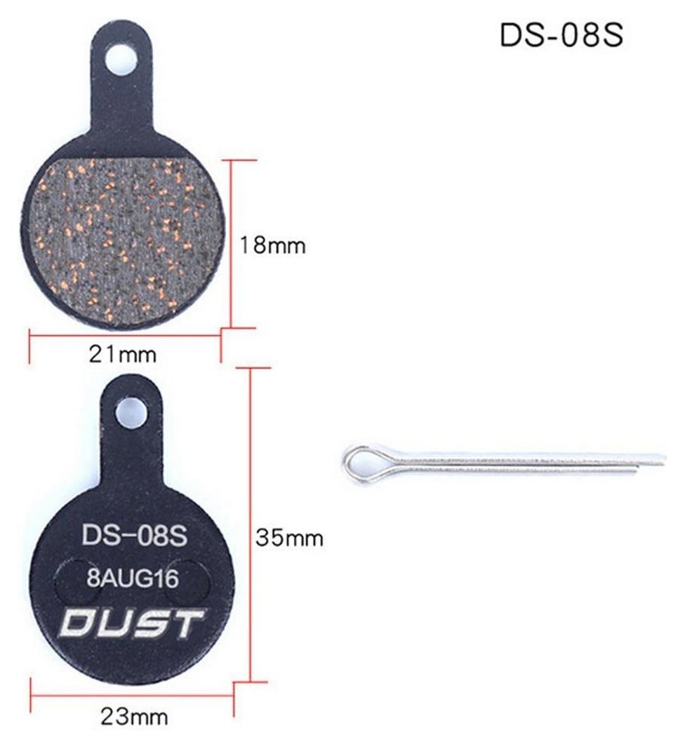 Гальмівні колодки дискові напівметалеві DUST DS-08S TEKTRO IOX, Lyra та Novela (після 2010 р. випуску) AM (брендоване пакування), BRS-021