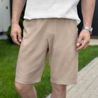 Шорти чоловічі льняні з кишенями бежеві Pobedov Marsel