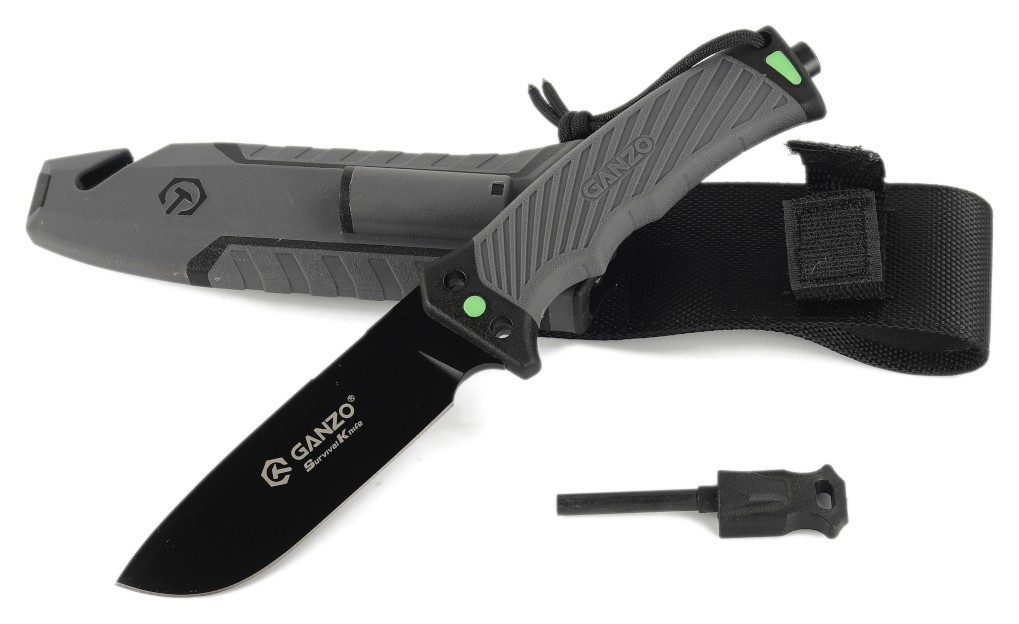 Ніж Ganzo G8012V2-GY сiрий (G8012V2-GY) з паракордом, FNR_G8012V2-GY