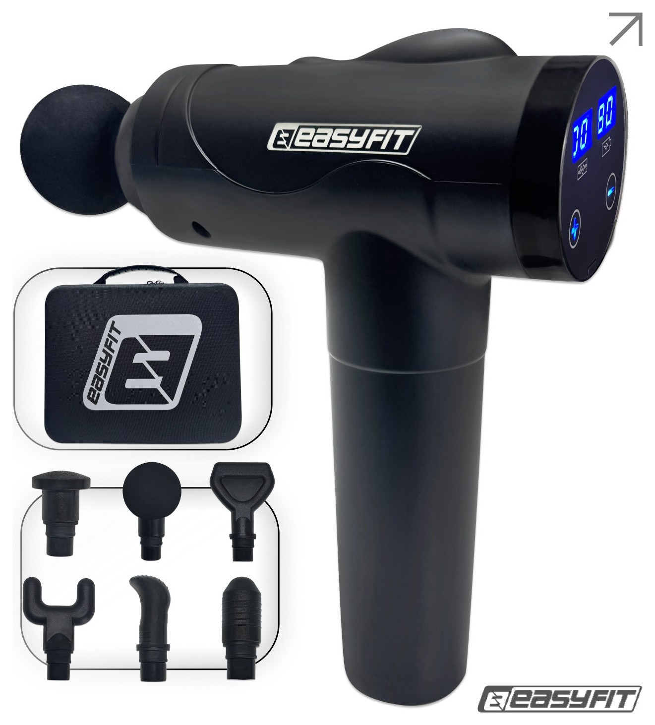 Перкусійний масажер для спини EasyFit Vibe 6 насадок, 30 режимів, EFIT_EF-2072