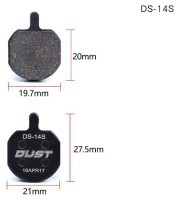 Колодки гальмівні disc Напівметал DUST DS-14S Hayes Sole hydraulic、MX2、MX3、MX4、GX2、CX5、Bengal HELIX3、HELIX5 AM (брендоване пакування)