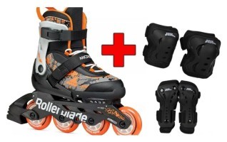 Комплект роликовые коньки Rollerblade Microblade SL black-orange + защита Rollerblade Microblade SL black-orange