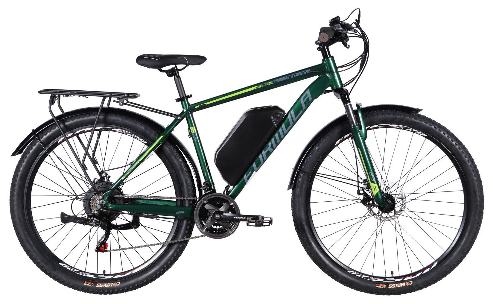 Велосипед с электроприводом 29" AL Formula eMOTION PLUS DD FR рама-19" 48B 15А*ч 500Вт зелено-серый 2026, ELB-FR-29-260
