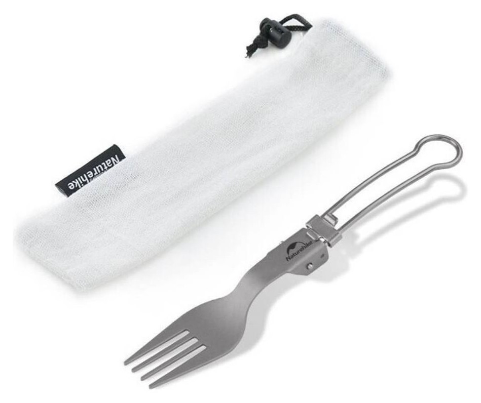 Виделка титанова складана Naturehike NH19C001-J сіра з мішечком, FNR_6927595734759