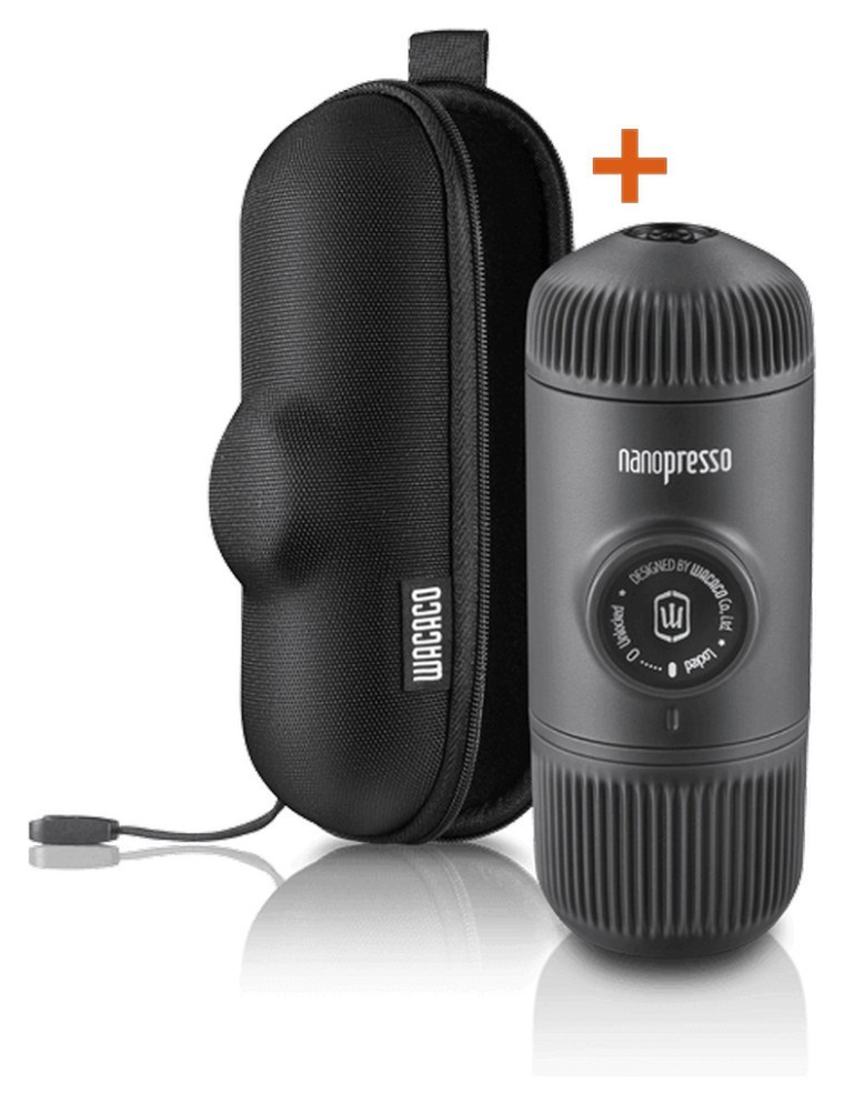 Портативна еспресо-кавоварка Wacaco Nanopresso сіра з чохлом, механічна, для меленої кави, FNR_WNANOGRcase