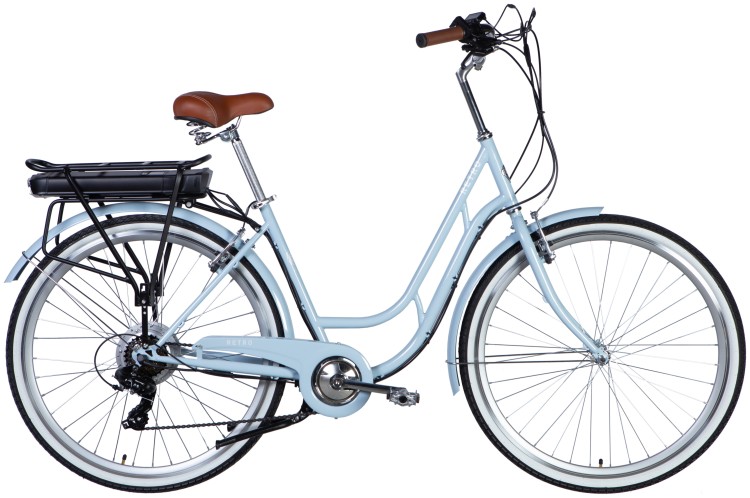 Велосипед з електроприводом 28" ST Dorozhnik eRETRO Vbr FR рама-19" 36B 12.5А*г 500Вт світло-блакитний PANTONE 5435 C 2025 крила, крило пер., крило зад., підніжка, ELB-D-28-075