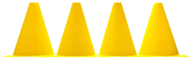 Конусы-фишки спортивные EasyFit 17 см (набор из 4 штук) желтые