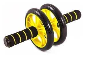 Ролик для пресу подвійний EasyFit з килимком Жовтий