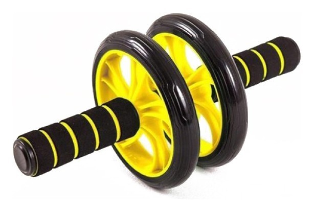 Ролик для пресса двойной EasyFit с ковриком Желтый, EFIT_EF-1352-Y