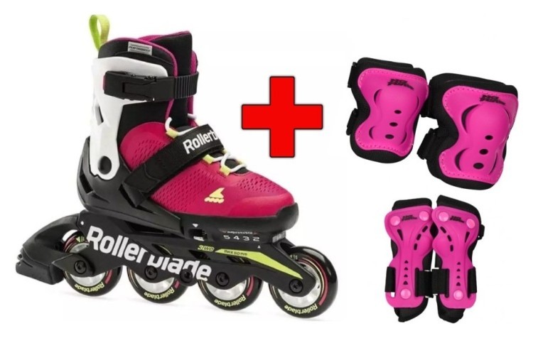 Комплект роликовые коньки Rollerblade Microblade G Maxx Pink + защита + защита, RLK_493479