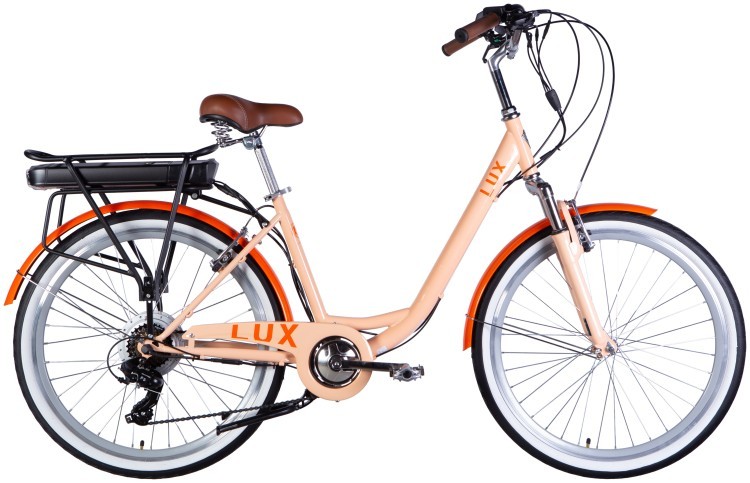 Велосипед з електроприводом 26" ST Dorozhnik eLUX Vbr FR рама-17" 36B 12.5А*г 500Вт пудровий PANTONE 162 C 2025, ELB-D-26-257