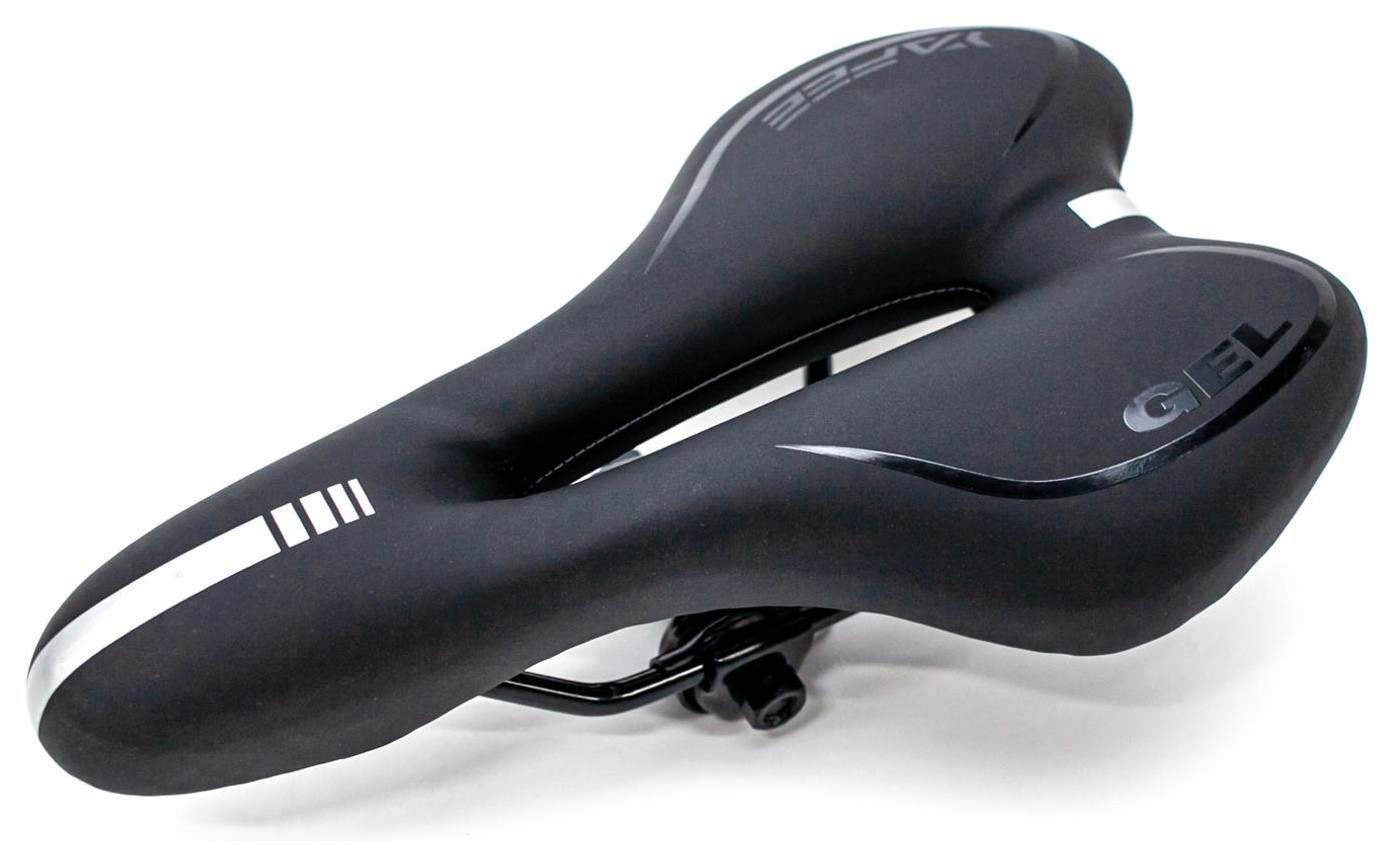 Сідло з замком 280*160 мм МТВ з отвором VLT YF-1034 чорно-білий, SAD-070