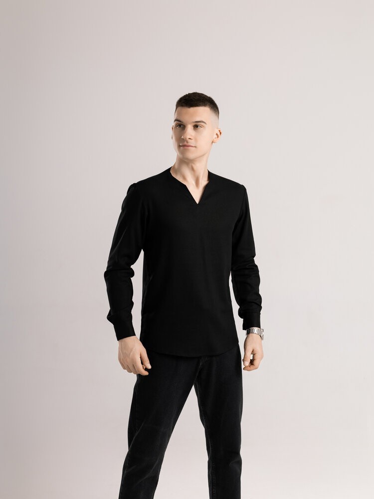 Сорочка чоловіча з довгим рукавом чорна Pobedov Horizon, POB_00000008588