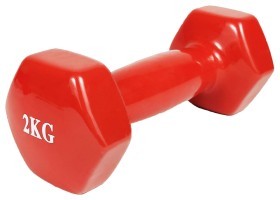 Гантель для фитнеса 2.0 кг. EasyFit с виниловым покрытием красная.