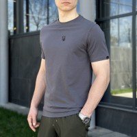 Футболка Pobedov Peremoga - Герб чорна вишивка Темно-сірий M TSfu2 042Mdge