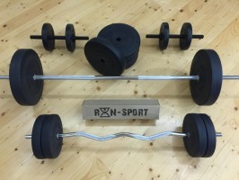 Штанга+гантелі RN-Sport на 80 кг. 4 грифи + млинці. Рукавички у подарунок!