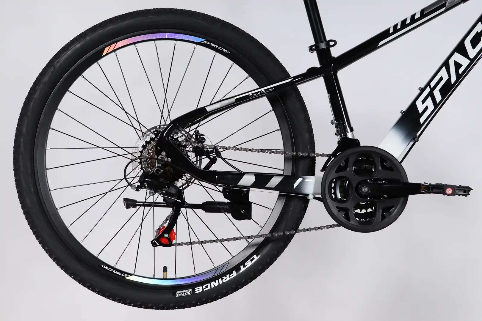 Велосипед AL 26" SPACE MERCURY DD FR рама-13" черно-белый 2026, OPS-SP-26-083