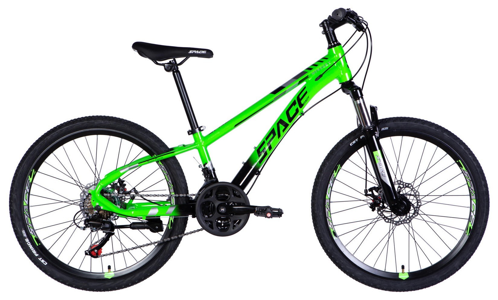 Велосипед AL 24" SPACE MERCURY DD FR рама-11" зелено-черный 2026, OPS-SP-24-063