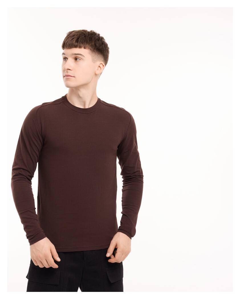 Шоколадный мужской лонгсов Pobedov Dune. Черная мужская кофта из кулира, POB_00000009520