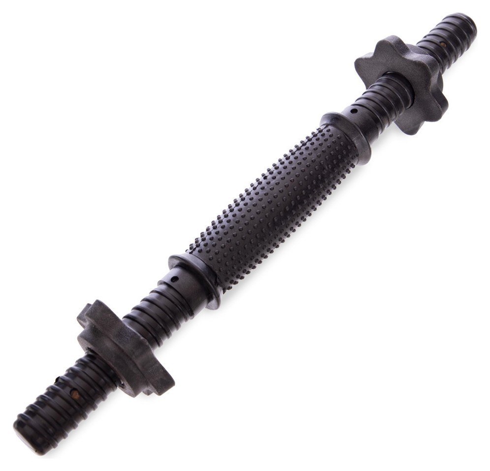 Гриф гантельний пластиковий з насічкою із замками SHUANG CAI SPORTS TA-80243-35 (TA-80257-35) (l-35, d-25мм, чорний), RNS_80243-35