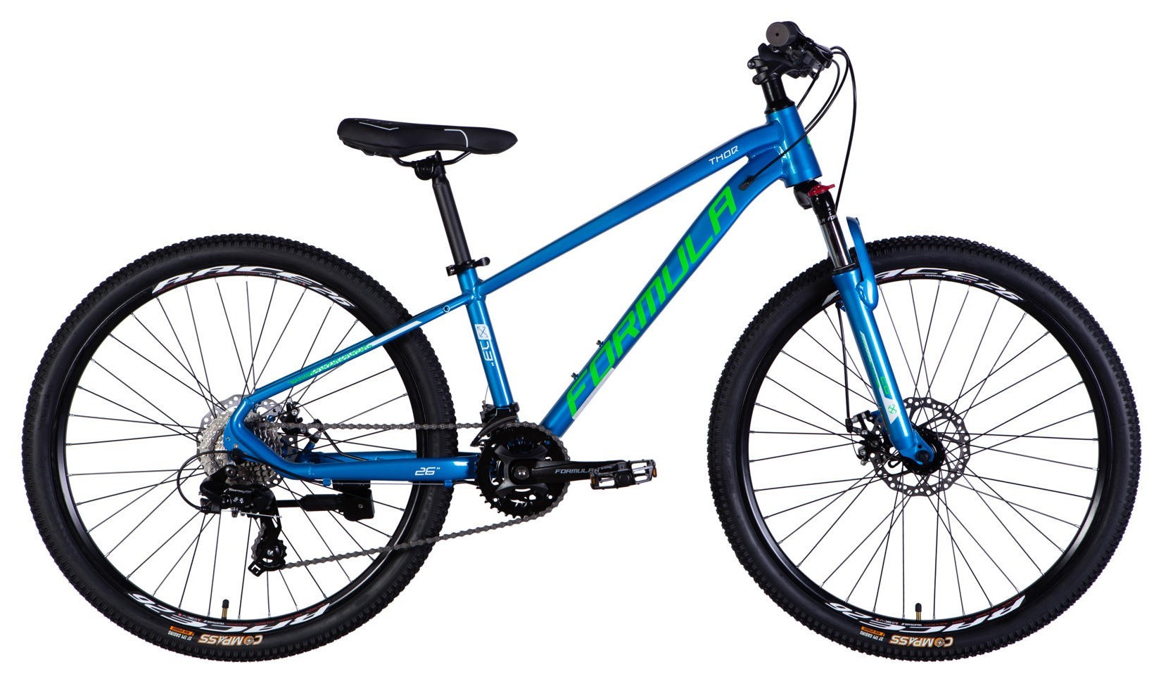 Велосипед AL 26" Formula THOR DD CS рама-13" синий с зеленым 2026, OPS-FR-26-813