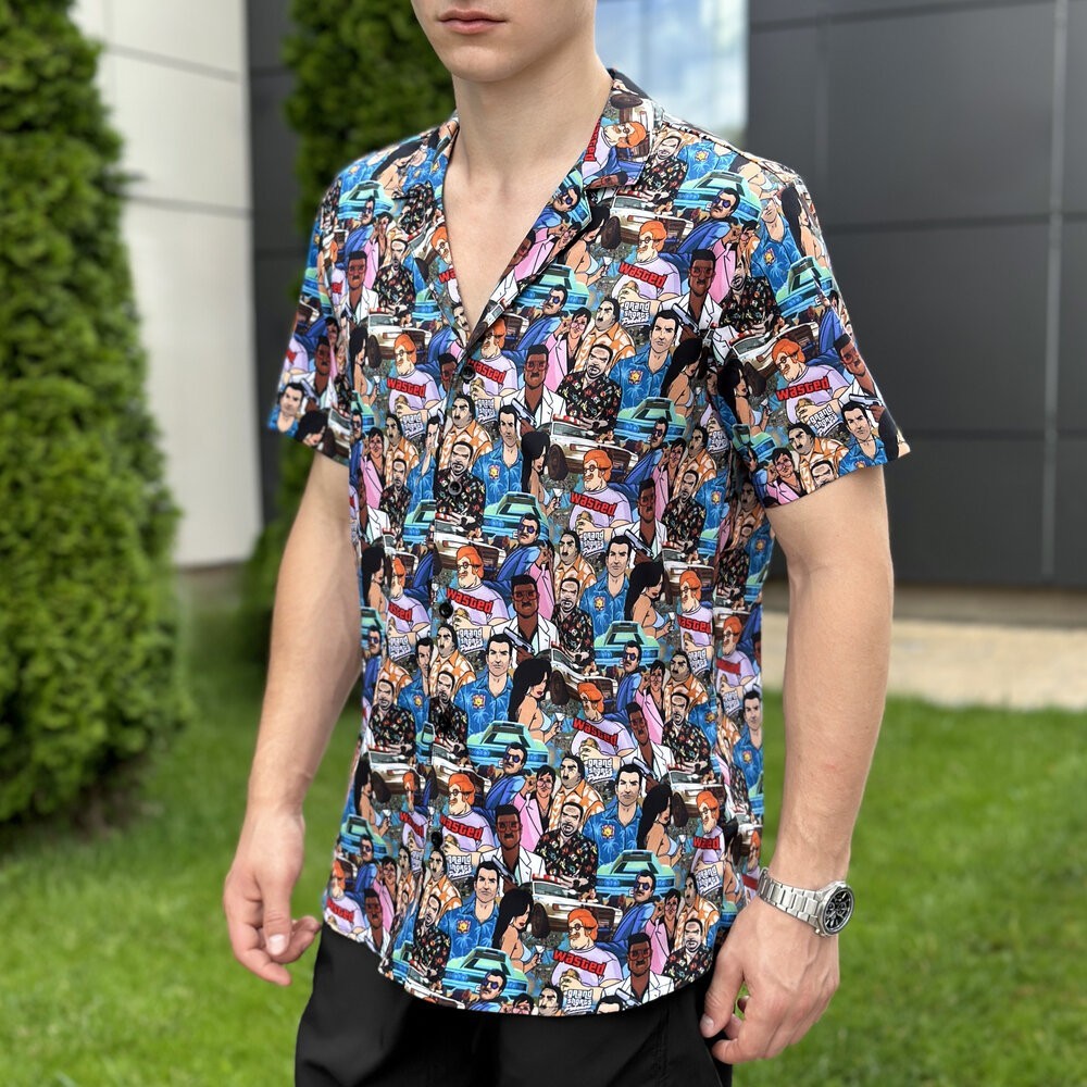 Пляжна чоловіча сорочка з принтом Pobedov Dejavu GTA, POB_00000006447