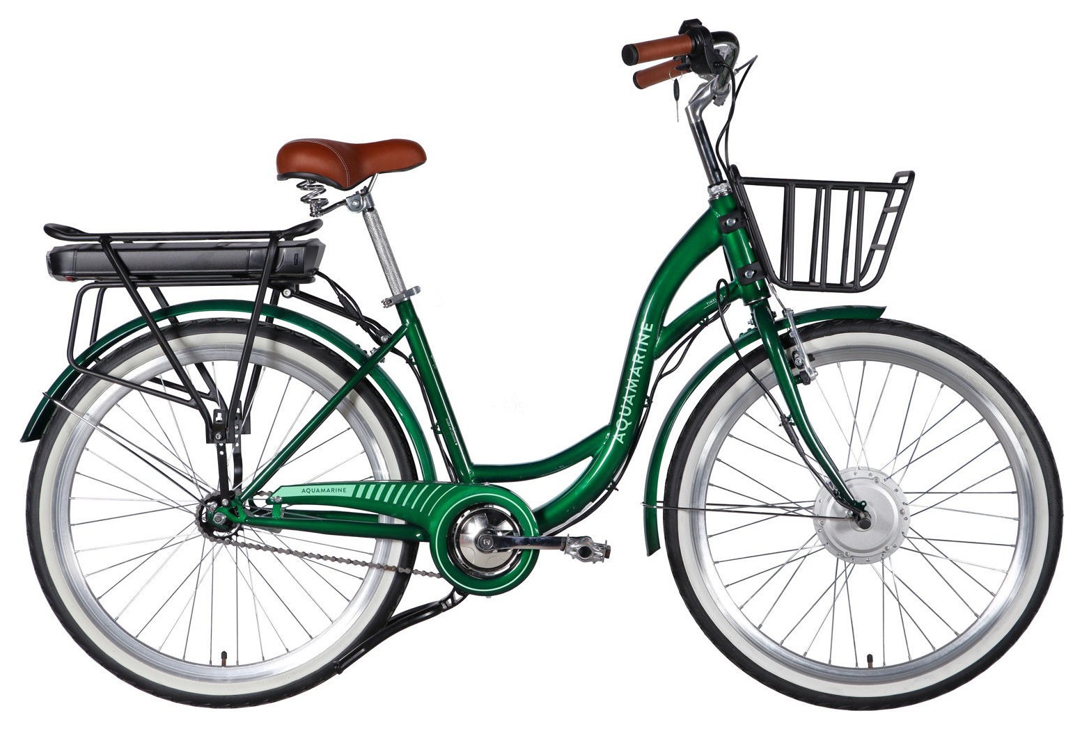 Велосипед с электроприводом 26" ST Dorozhnik eAQUAMARINE BH рама-17" 36B 13А*г 500Вт зеленый YS 902 с корзиной 2026, ELB-D-26-317