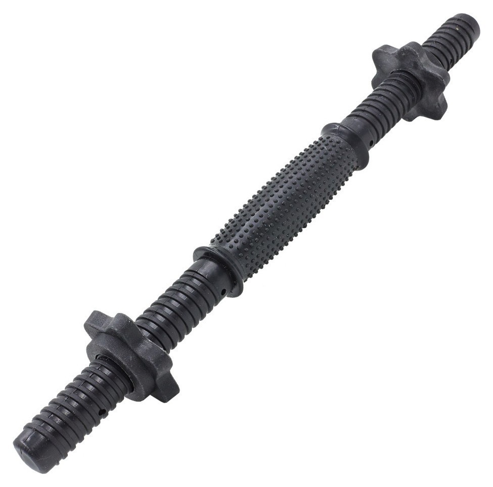 Гриф гантельний пластиковий гумовий із замками SHUANG CAI SPORTS TA-80257-46 (TA-80243-46) (l-46, d-25мм, чорний), RNS_80257-46