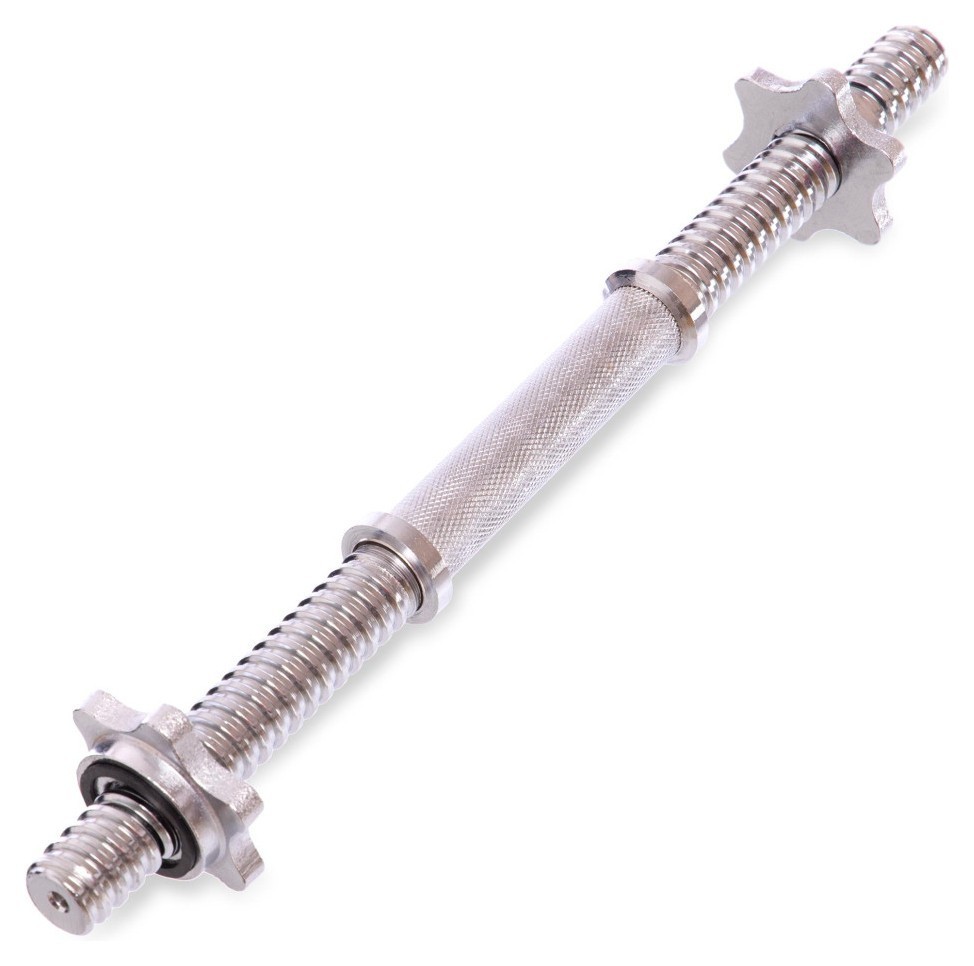 Гриф гантельний сталевий хромований із замками довжина 40см ø25мм SHUANG CAI SPORTS TA-8049 (l-40см, d-25мм, вага 1,3кг, хром), RNS_TAD-80491