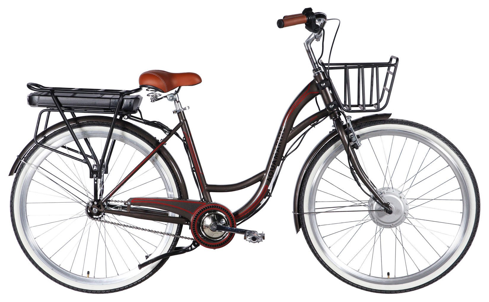 Велосипед с электроприводом 28" ST Dorozhnik eAQUAMARINE BH рама-19" 36B 13А*г 500Вт серый YS 7810 с корзиной 2026, ELB-D-28-135