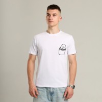 Футболка чоловіча однотонна біла Pobedov Peremoga - наклейка Чоловічок з факами