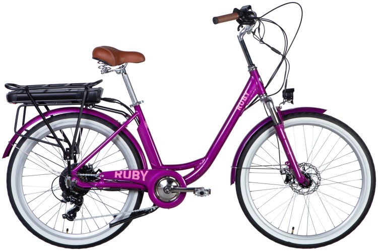 Велосипед з електроприводом 26" AL Dorozhnik eRUBY DD FR рама-17" 36B 12.5А*г 500Вт пурпурний YS 7809 2025, ELB-D-26-260