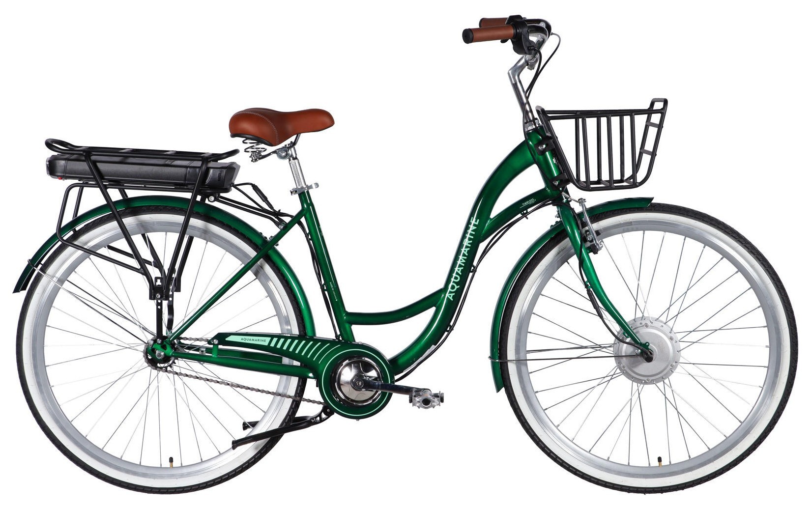 Велосипед с электроприводом 28" ST Dorozhnik eAQUAMARINE BH рама-19" 36B 13А*г 500Вт зеленый YS 902 с корзиной 2026, ELB-D-28-136
