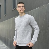 Свитшот мужской однотонный серый меланжевый Pobedov 007 ЗИМА