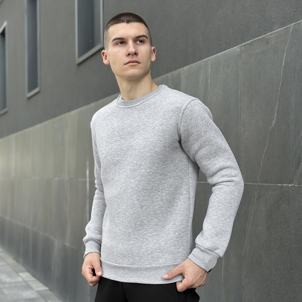 Світшот чоловічий однотонний сірий меланжевий Pobedov 007 ЗИМА, POB_00000008066