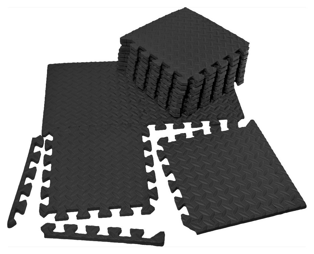 Татамі мат EasyFit 8 шт  (30х30х1 см) хвіст ластівки чорний, EFIT_EF-1950-30-BK