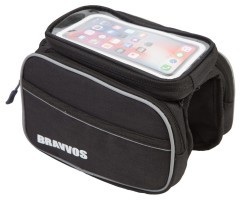 Велосумка на раму 20,5*14 см BRAVVOS QJ-202 чорний з відділенням для смартфона AM (брендоване пакування)